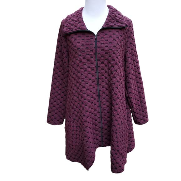 Habitat Maroon Red Black Zipper Front Collared Jacket Coat Size Medium - Picture 1 of 12